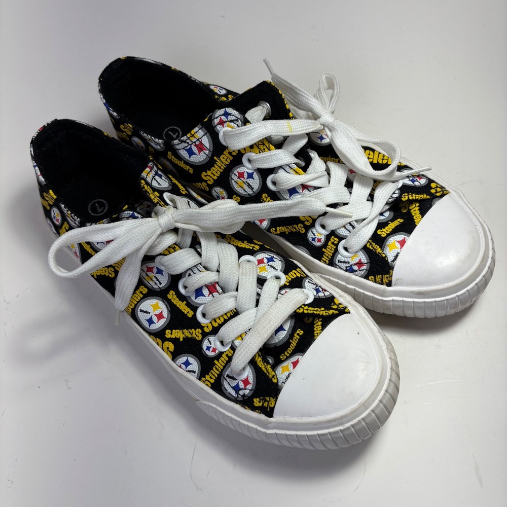 FOCO Pittsburgh Steelers NFL Women Low Top Canvas Sneakers Black Yellow Size 7